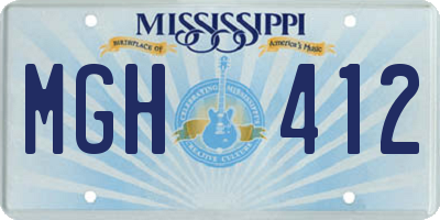 MS license plate MGH412