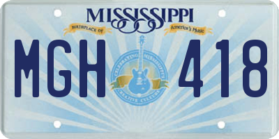 MS license plate MGH418
