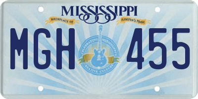 MS license plate MGH455