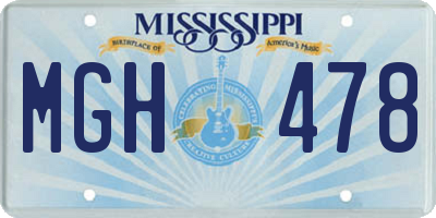 MS license plate MGH478