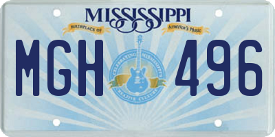 MS license plate MGH496