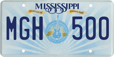 MS license plate MGH500
