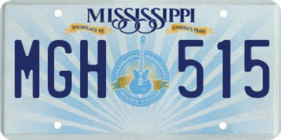 MS license plate MGH515