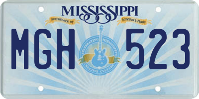 MS license plate MGH523
