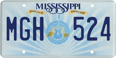 MS license plate MGH524