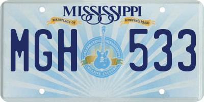 MS license plate MGH533