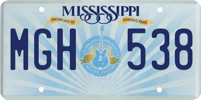 MS license plate MGH538