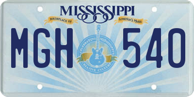 MS license plate MGH540