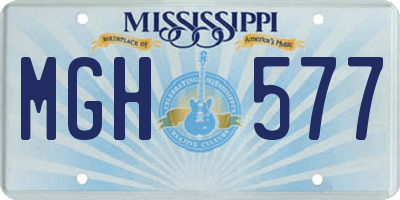 MS license plate MGH577