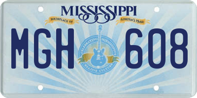 MS license plate MGH608