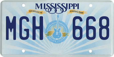 MS license plate MGH668