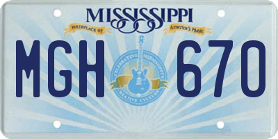 MS license plate MGH670