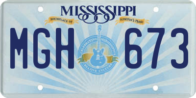 MS license plate MGH673