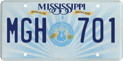 MS license plate MGH701