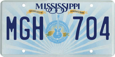 MS license plate MGH704