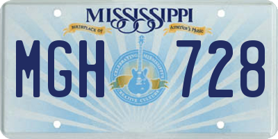 MS license plate MGH728