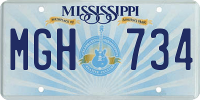 MS license plate MGH734