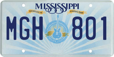 MS license plate MGH801