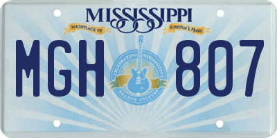 MS license plate MGH807