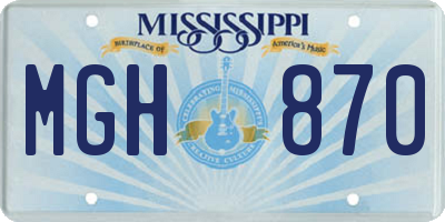 MS license plate MGH870