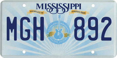MS license plate MGH892