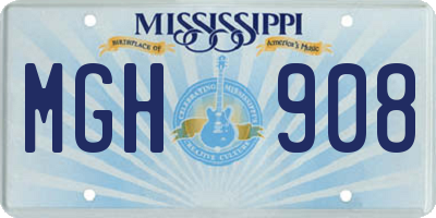 MS license plate MGH908