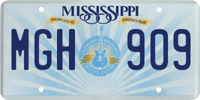MS license plate MGH909
