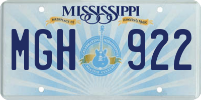 MS license plate MGH922