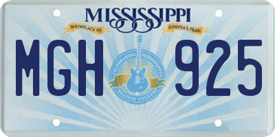 MS license plate MGH925