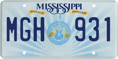 MS license plate MGH931