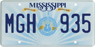MS license plate MGH935