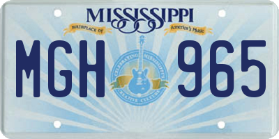 MS license plate MGH965
