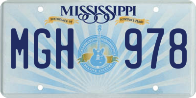 MS license plate MGH978