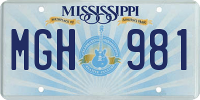 MS license plate MGH981