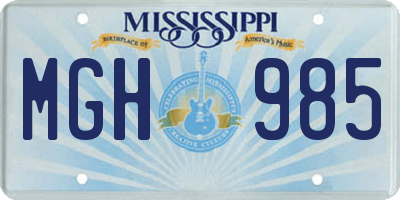 MS license plate MGH985