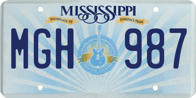MS license plate MGH987