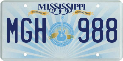 MS license plate MGH988