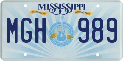 MS license plate MGH989