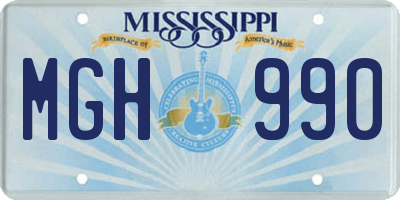 MS license plate MGH990