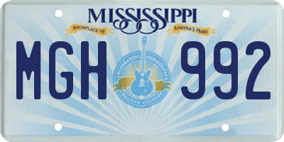MS license plate MGH992