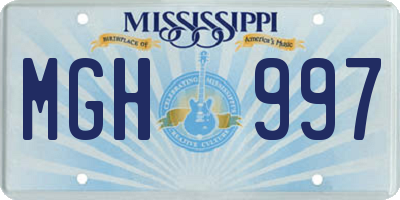 MS license plate MGH997