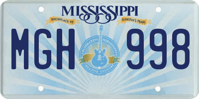 MS license plate MGH998