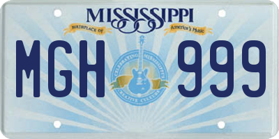 MS license plate MGH999