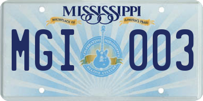 MS license plate MGI003
