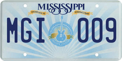 MS license plate MGI009