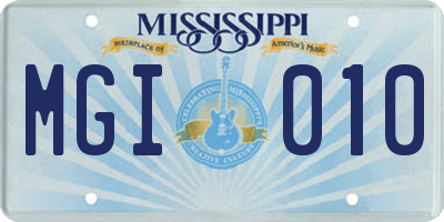 MS license plate MGI010
