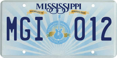 MS license plate MGI012