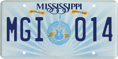 MS license plate MGI014