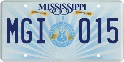 MS license plate MGI015
