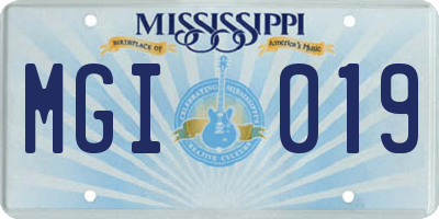 MS license plate MGI019